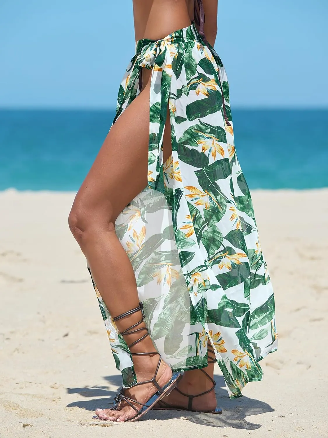 CUPSHE Women Sarong Swimsuit Cover Ups Tropical Maxi Long Beach Wrap Skirt