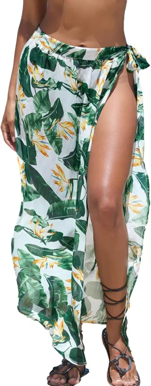 CUPSHE Women Sarong Swimsuit Cover Ups Tropical Maxi Long Beach Wrap Skirt