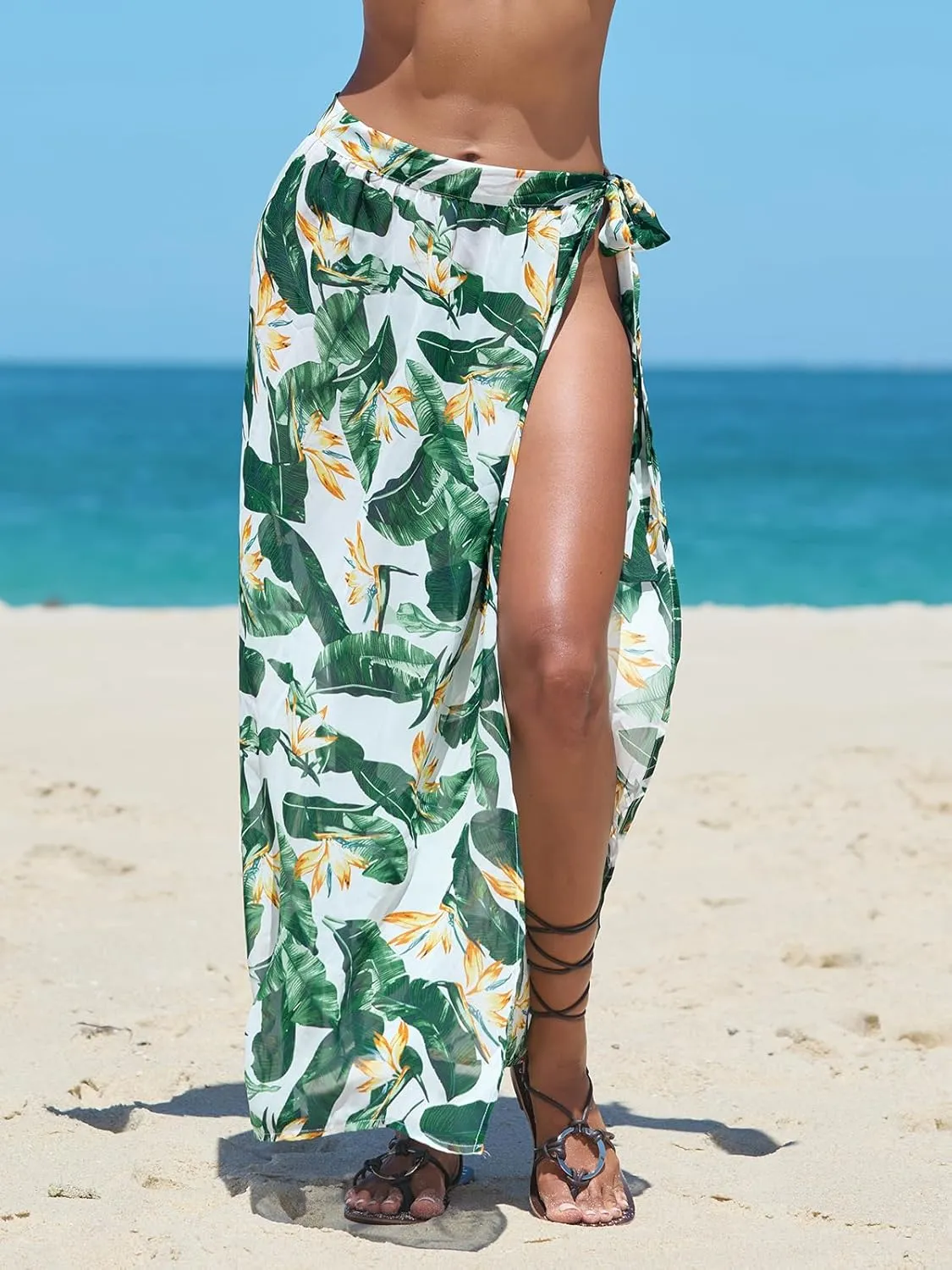 CUPSHE Women Sarong Swimsuit Cover Ups Tropical Maxi Long Beach Wrap Skirt