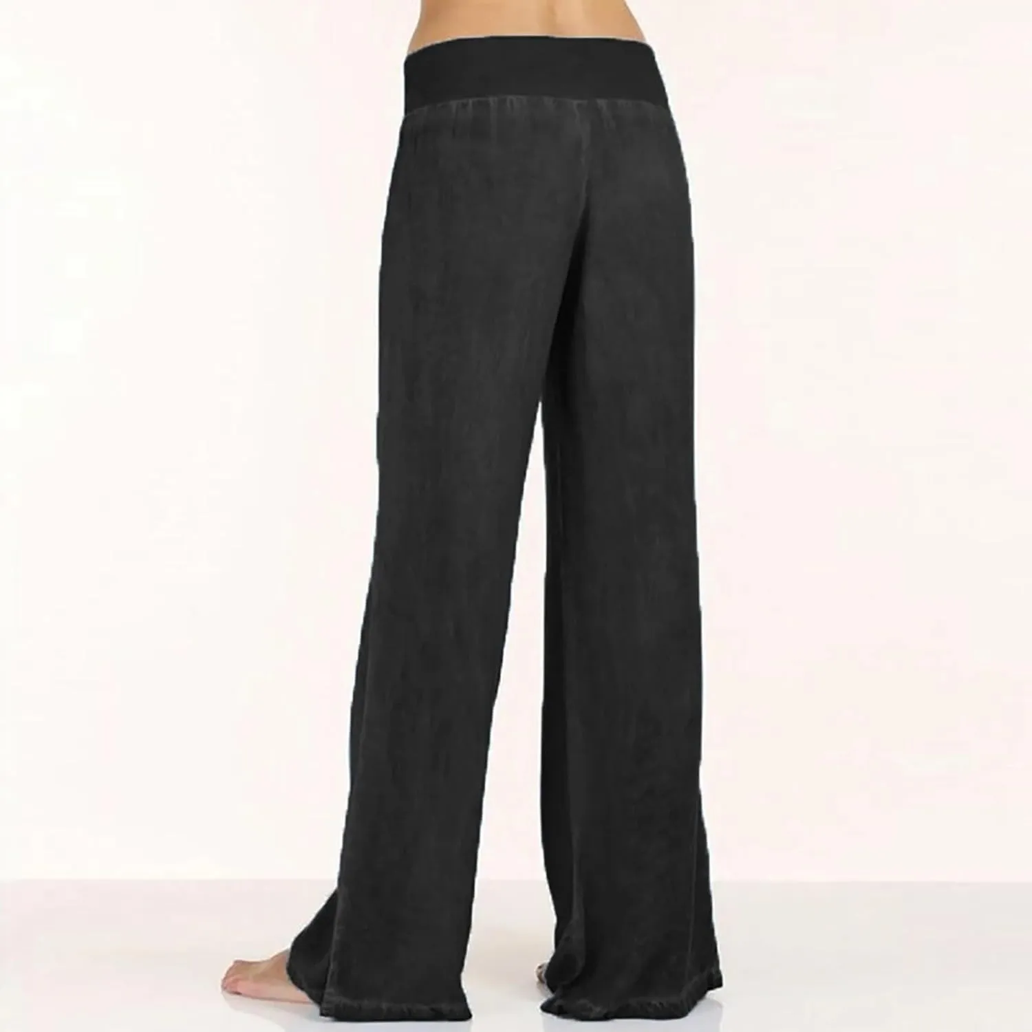 Dawery Women Casual Cotton Pull-on Pant with Elastic Waist High Waist Denim Wide Leg Palazzo Pants Jeans Trousers