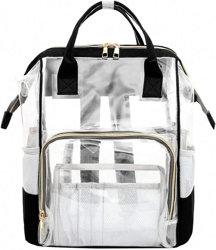 Designer Hollow Out Bag Bottle Bag Transparent Baby Bag Travel Backpack Black
