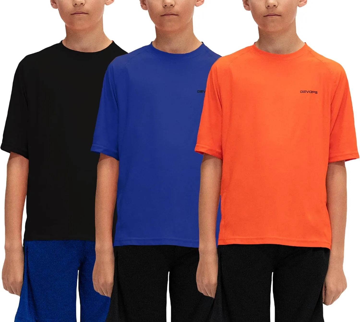 DEVOPS Youth Boys 2 or 3 Pack Compression Athletic Performance Baselayer Long Sleeve Shirts