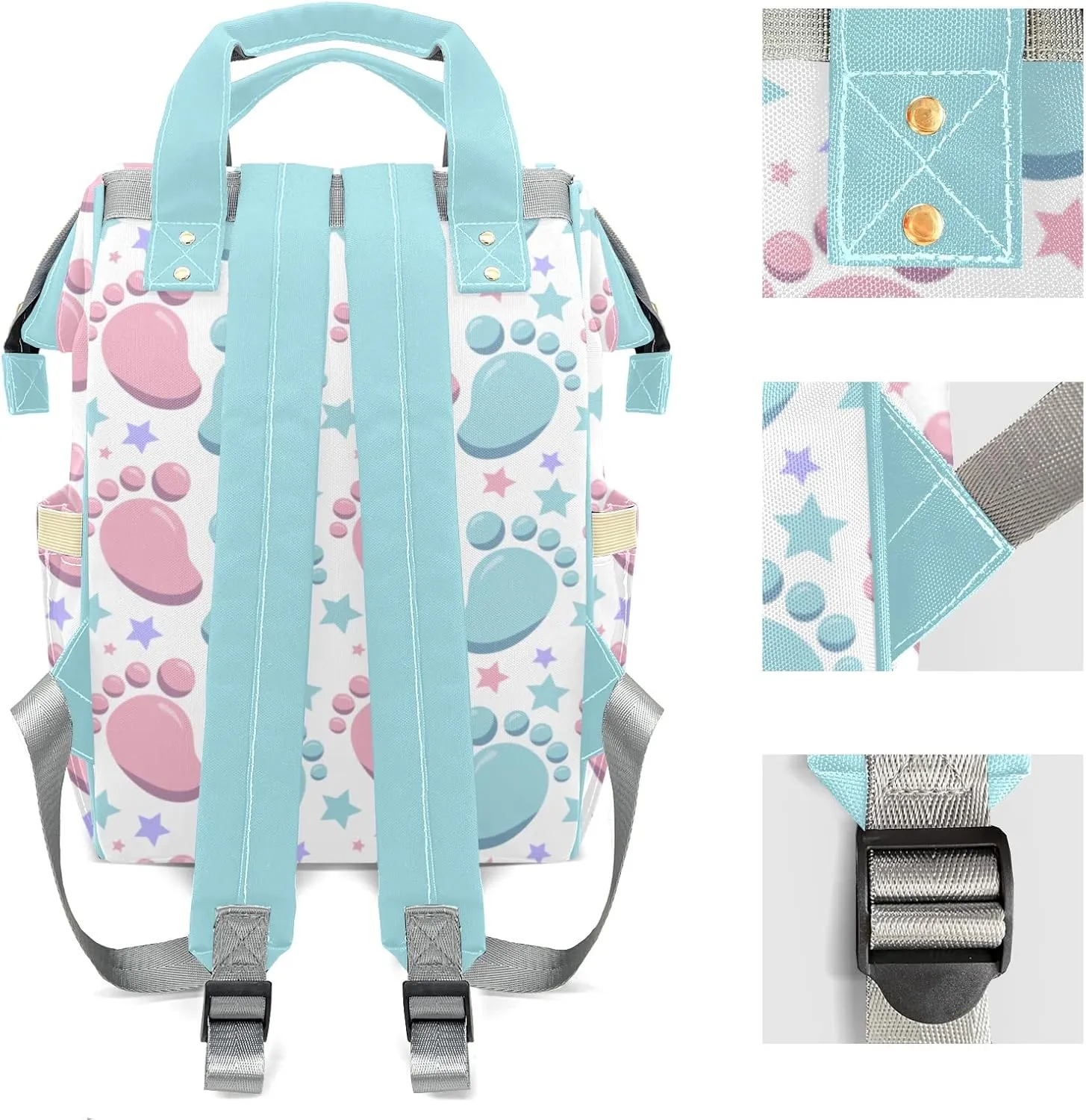 Diaper Bag Footprint Tote Bags Backpacks Personalized with text Mommy Present for Women Men