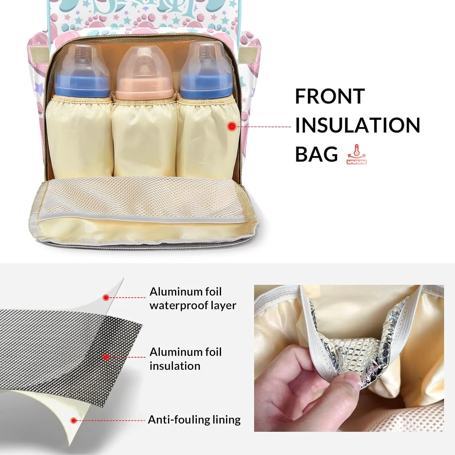 Diaper Bag Footprint Tote Bags Backpacks Personalized with text Mommy Present for Women Men