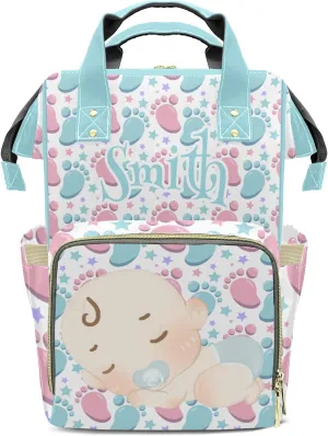 Diaper Bag Footprint Tote Bags Backpacks Personalized with text Mommy Present for Women Men