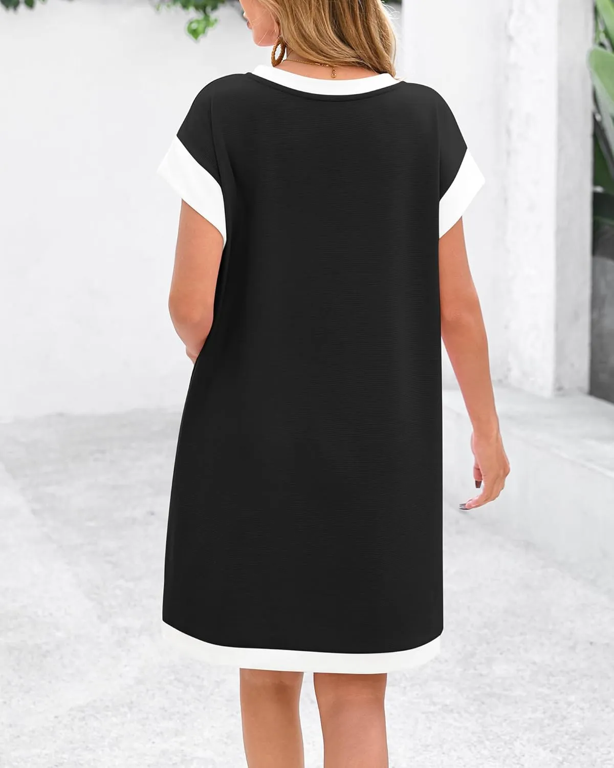 dowerme Women's Summer Dresses 2025 Casual Cap Sleeve Color Block Loose Maternity Sundress Knit Vacation Beach Outfits