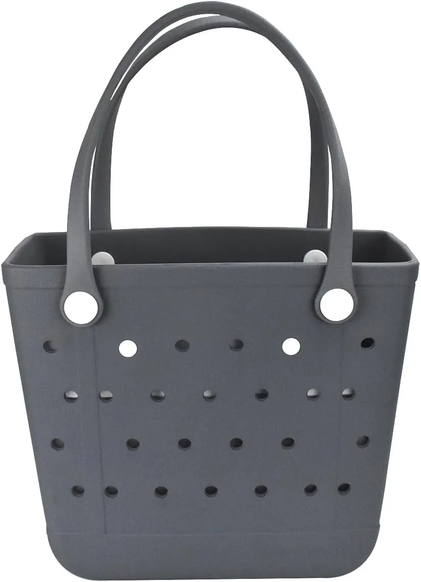 Extra Large Rubber Beach Bag, Washable Moisture Resistant Durable Open Hole Tote Bag Beach Vacation Essentials