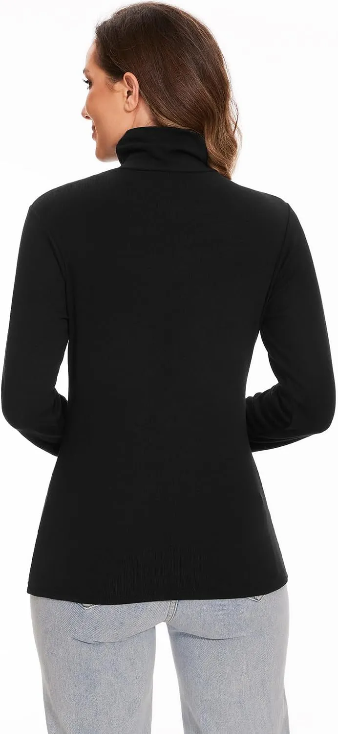 Femdouce 3 Pack Long Sleeve Turtleneck Shirts for Women Active Mock Neck Thermal Shirt Lightweight Turtle Neck Undershirt
