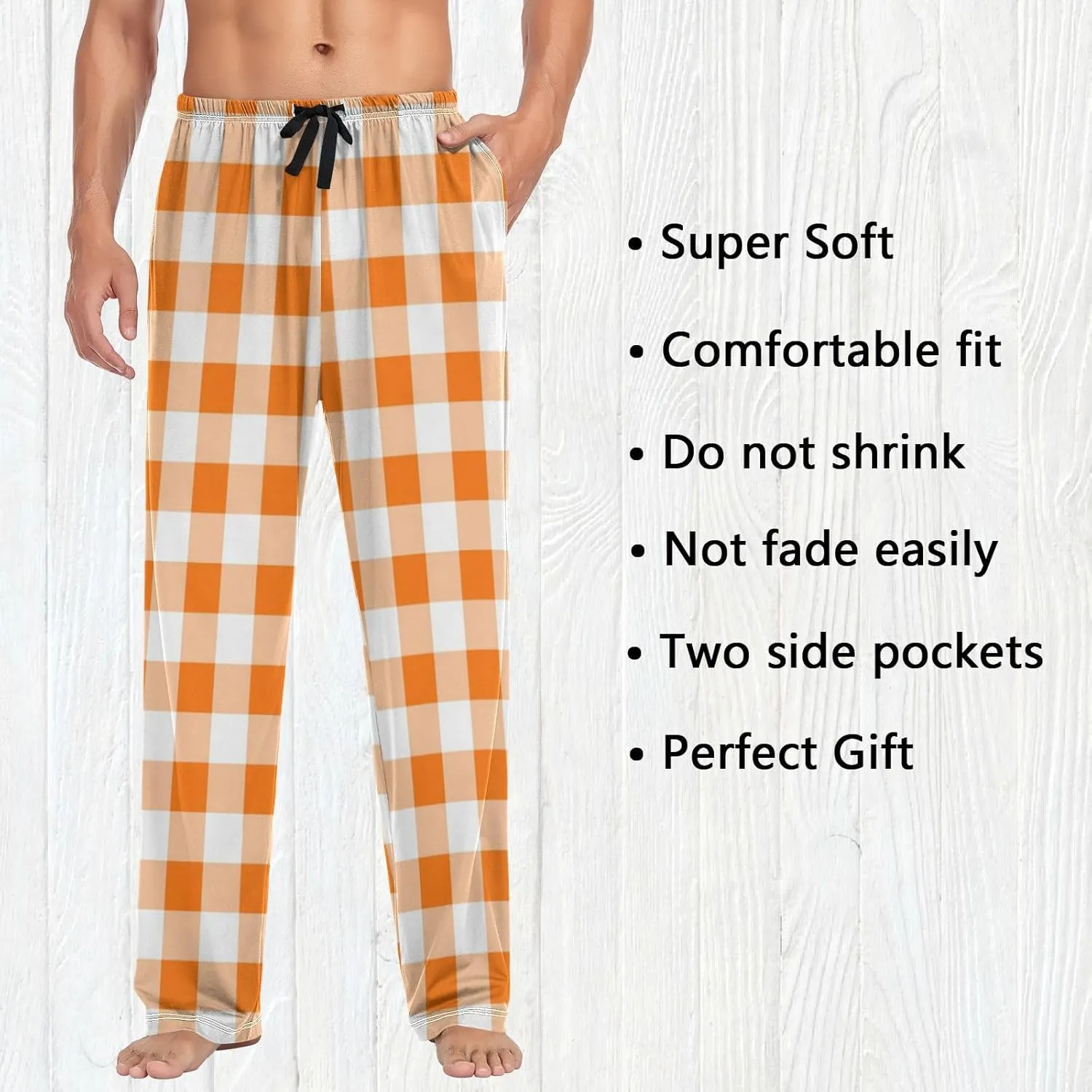 Fisyme Mens Pajama Pants Men's Pajama Bottoms Soft Sleep Lounge Pj Pants