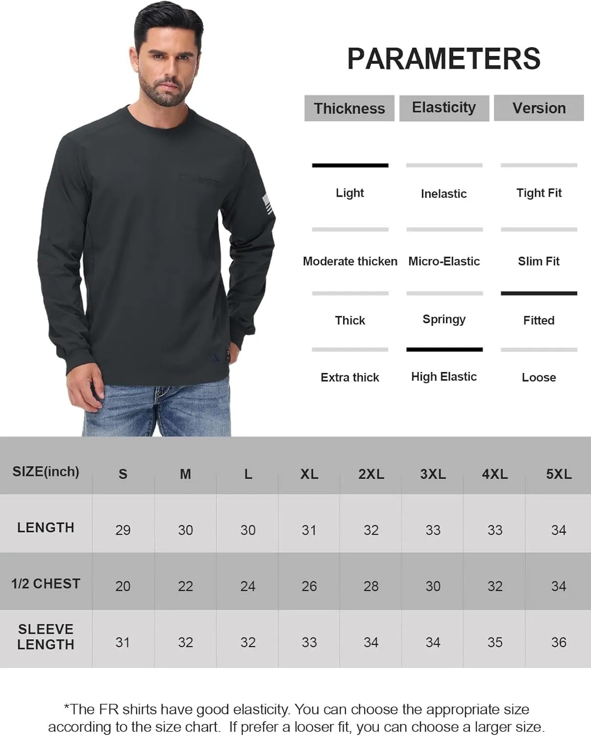 FR Shirts for Men Stretch Patriot Baseball T-Shirt Work Shirt