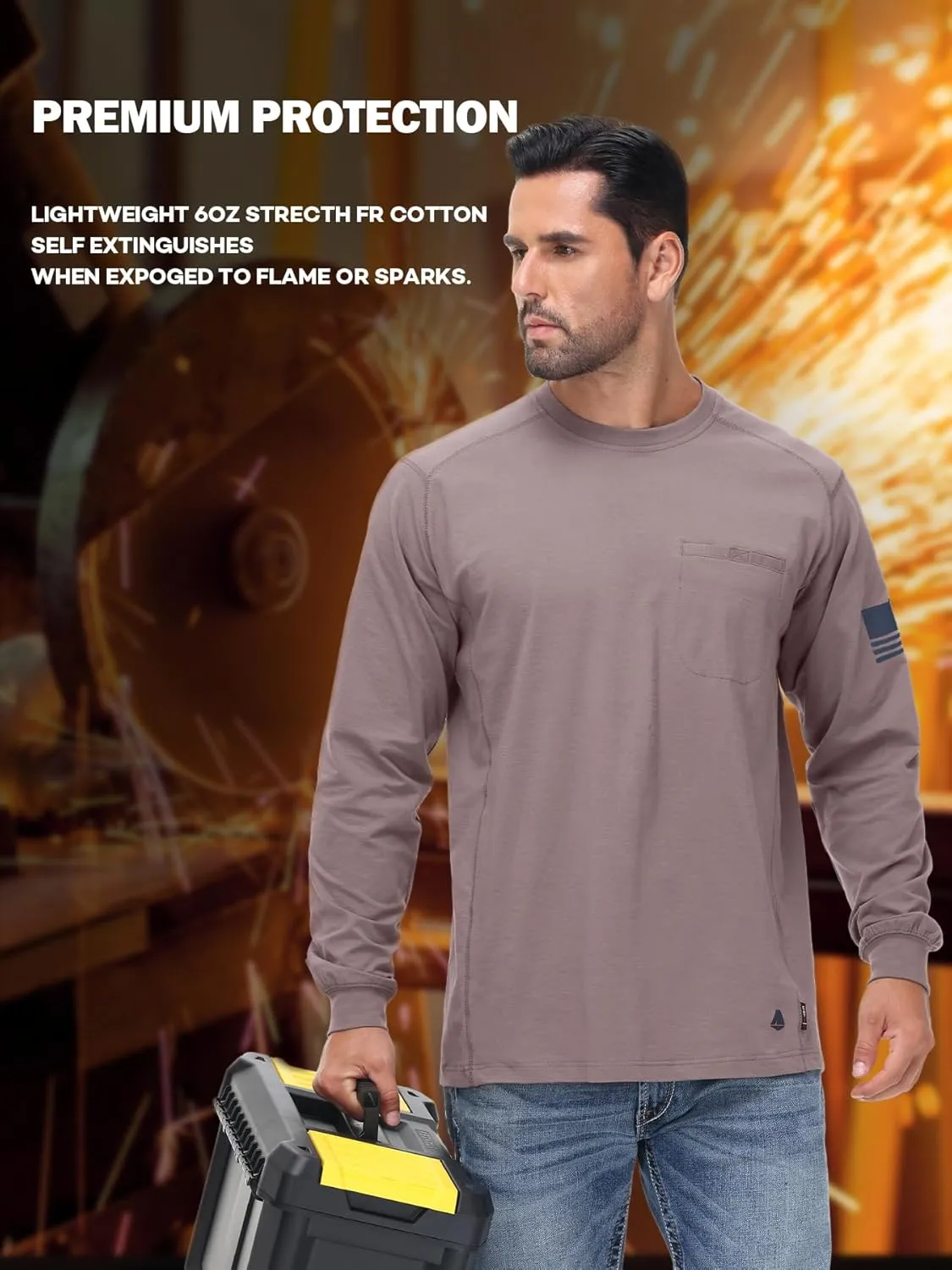 FR Shirts for Men Stretch Patriot Baseball T-Shirt Work Shirt