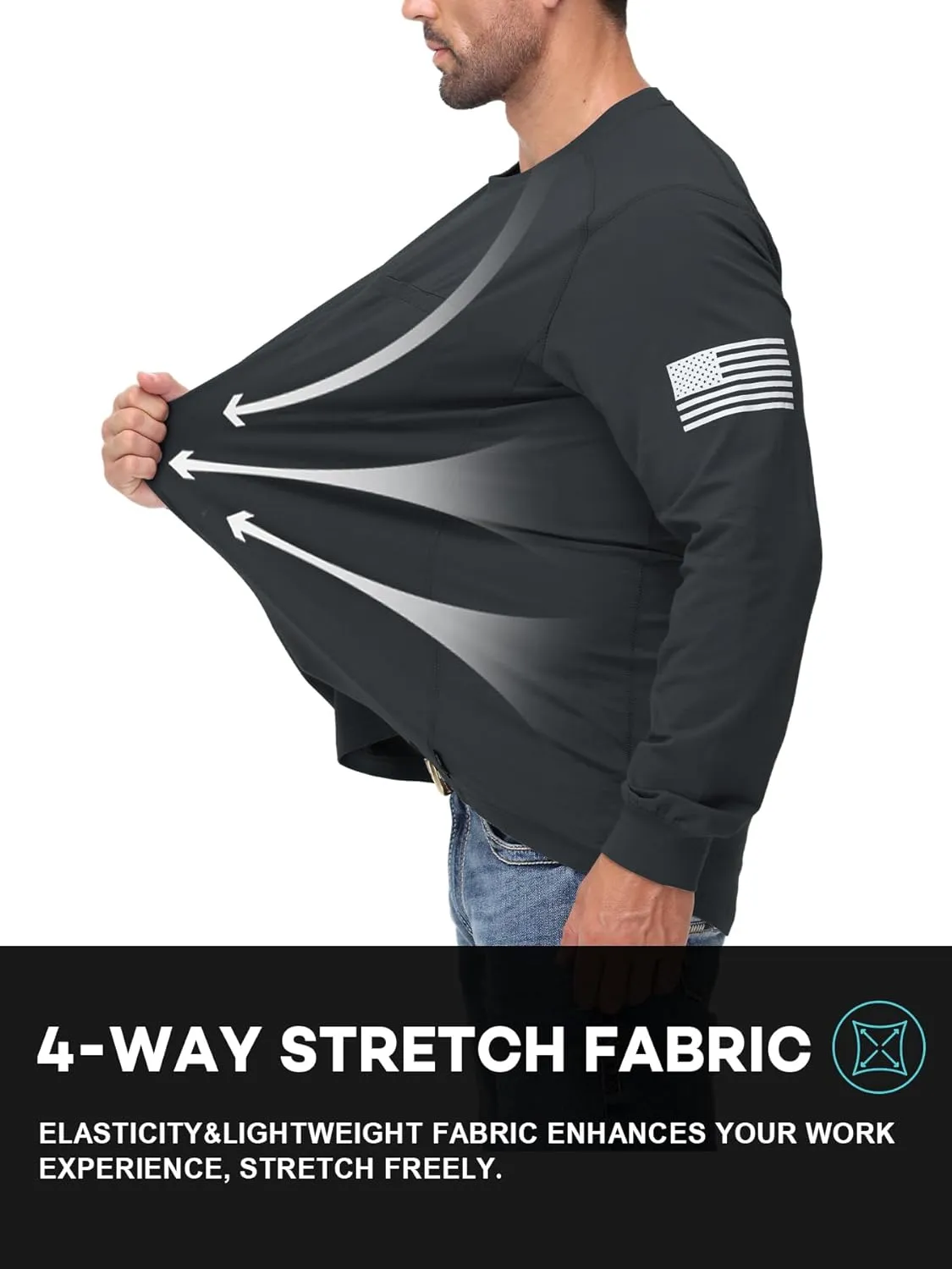 FR Shirts for Men Stretch Patriot Baseball T-Shirt Work Shirt