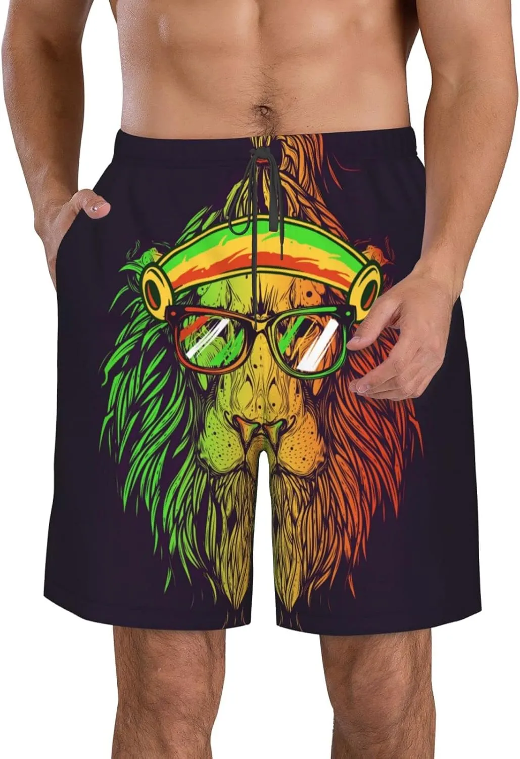 FREEHOTU Men's Swim Trunks Beach Board Shorts Quick Dry Swimwear Sports with Pockets
