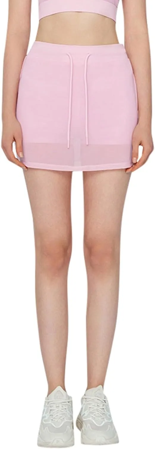 FZVYD Mini Skorts for Women Drawstring Mid Waist Bodycon Pencil Mini Skirt with Shorts 2025 Tennis Skort Athletic Golf Skirts