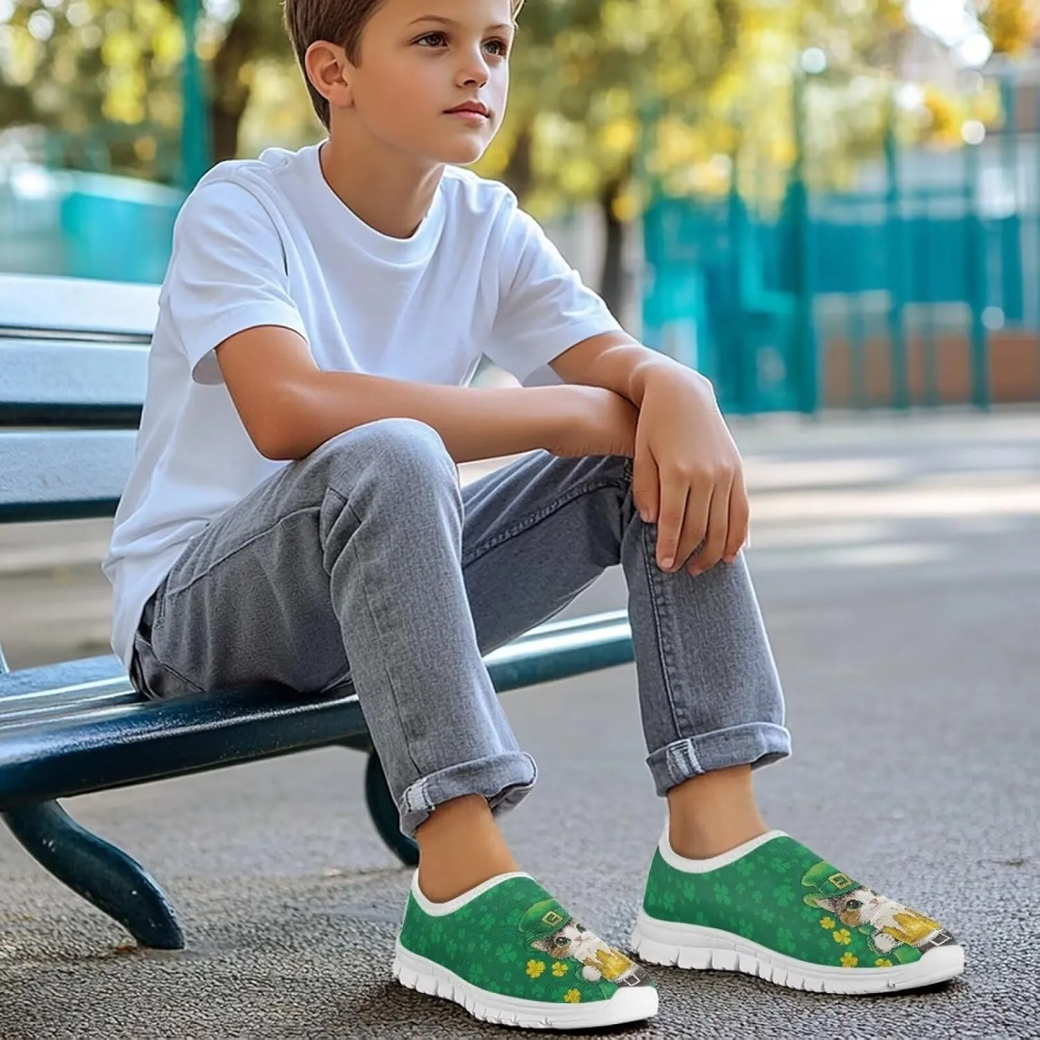 Girls Slip On Tennis Shoes Kids Running Shoes St. Patrick's Day Shoes