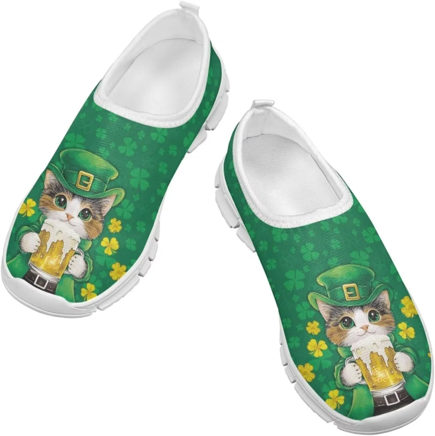 Girls Slip On Tennis Shoes Kids Running Shoes St. Patrick's Day Shoes