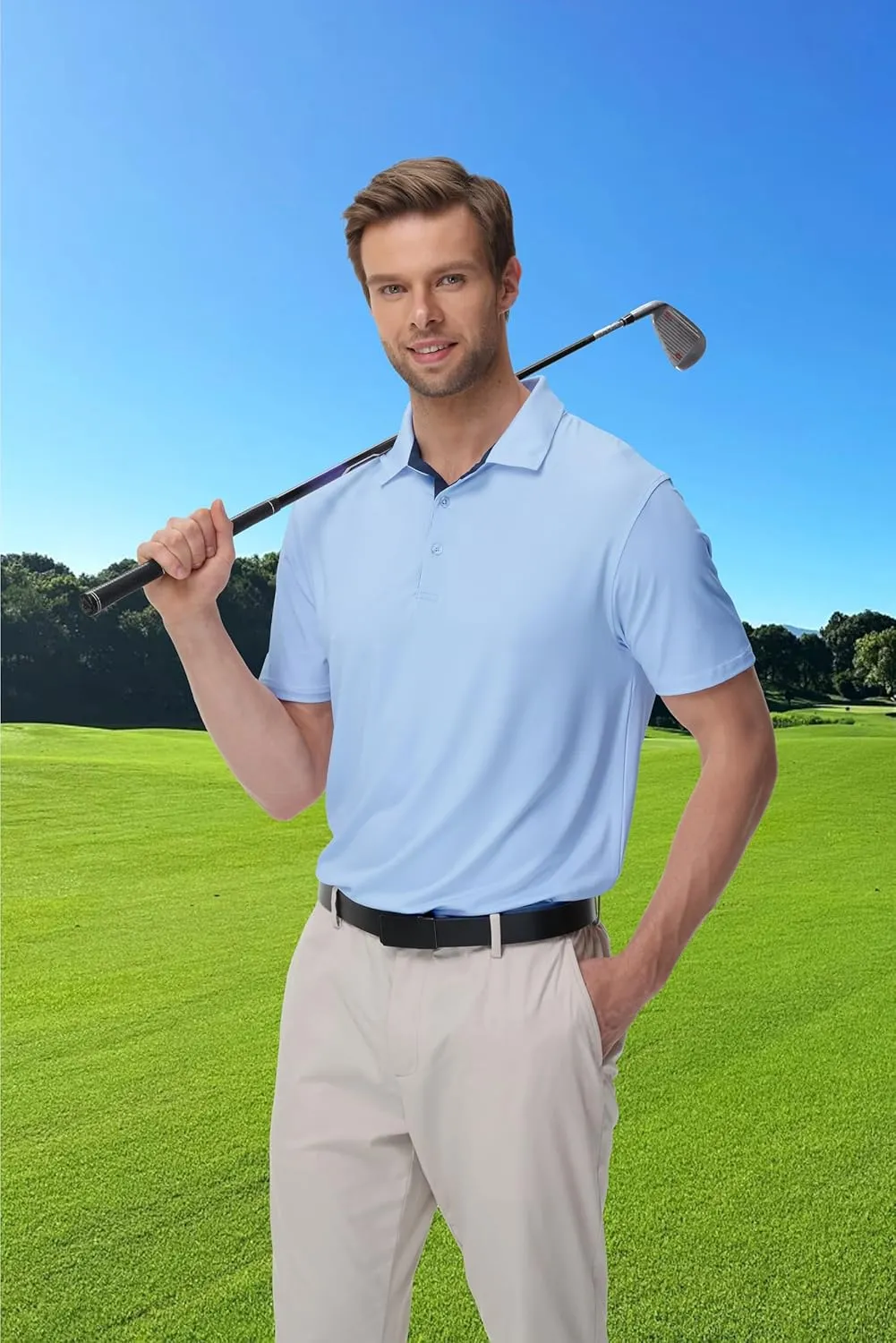 Golf Polo Shirts for Men Short Sleeve Moisture Wicking Dry Fit Performance Designed Collared Solid Casual Polo Shirt