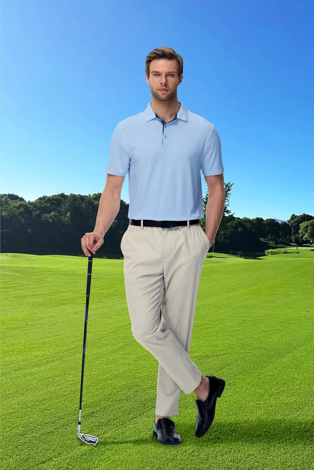 Golf Polo Shirts for Men Short Sleeve Moisture Wicking Dry Fit Performance Designed Collared Solid Casual Polo Shirt