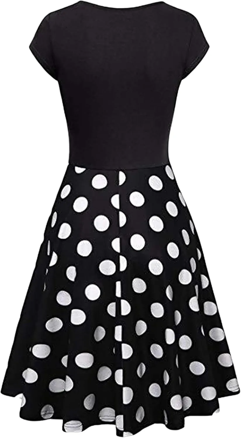 GORIFE Women's Casual Cap Sleeve Summer Dresses Criss-Cross V-Neck Dress Floral Flare Midi Dress
