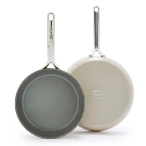 GP5 Colors Ceramic Nonstick 9.5" and 11" Frypan Set with Mirror Handles | Taupe