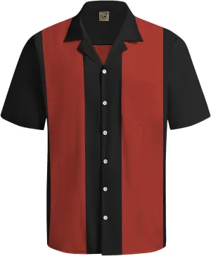 Hardaddy Men's Camp Collar Retro Vintage Bowling Button Down Shirt with Pocket Casual Short Sleeve Beach Shirts Summer