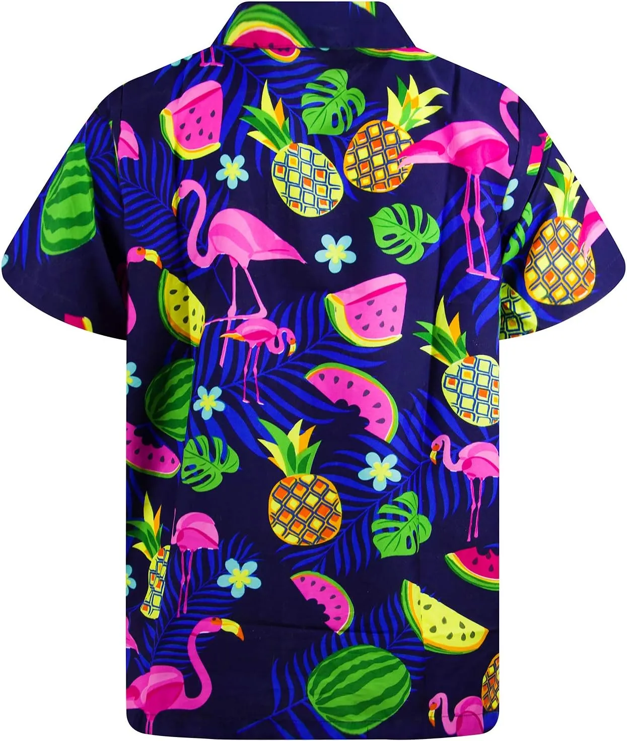 Hawaiian Shirt for Men Fruit-Desing Flamingos Regular-Shirts Short-Sleeve Button-Down Vacation