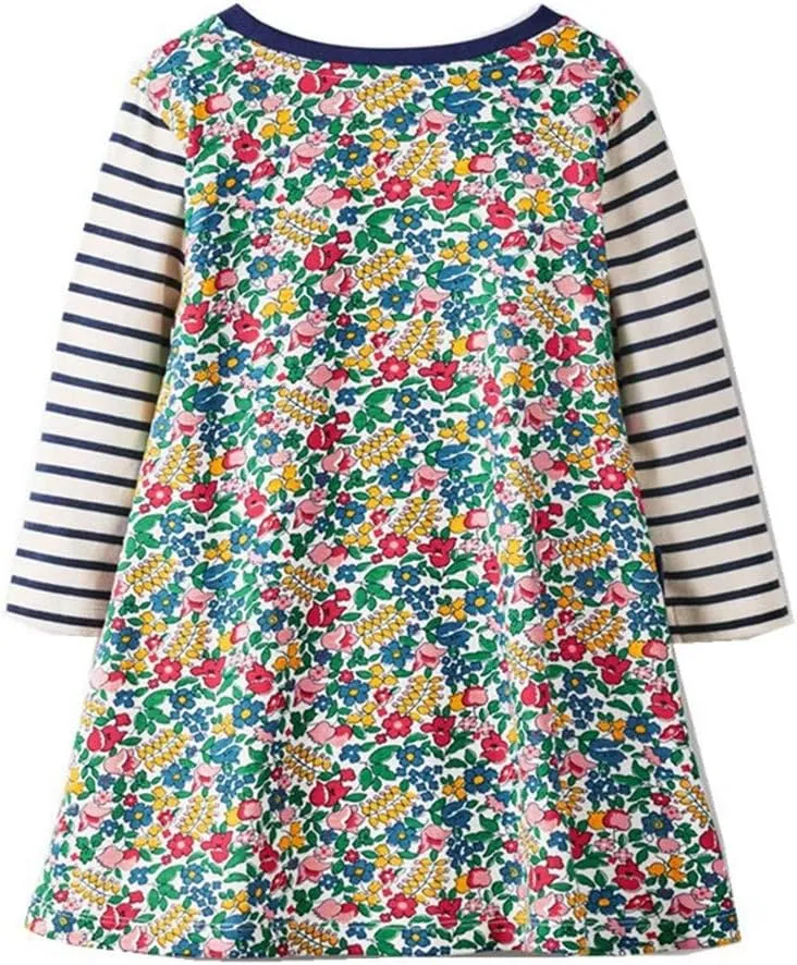 HILEELANG Toddler Girl Christmas Dress Long Sleeve Fall Winter Cotton Casual BasicTunic Shirt Dresses