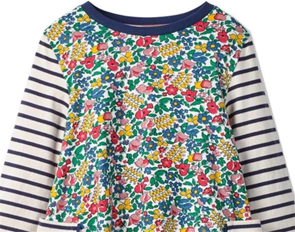 HILEELANG Toddler Girl Christmas Dress Long Sleeve Fall Winter Cotton Casual BasicTunic Shirt Dresses