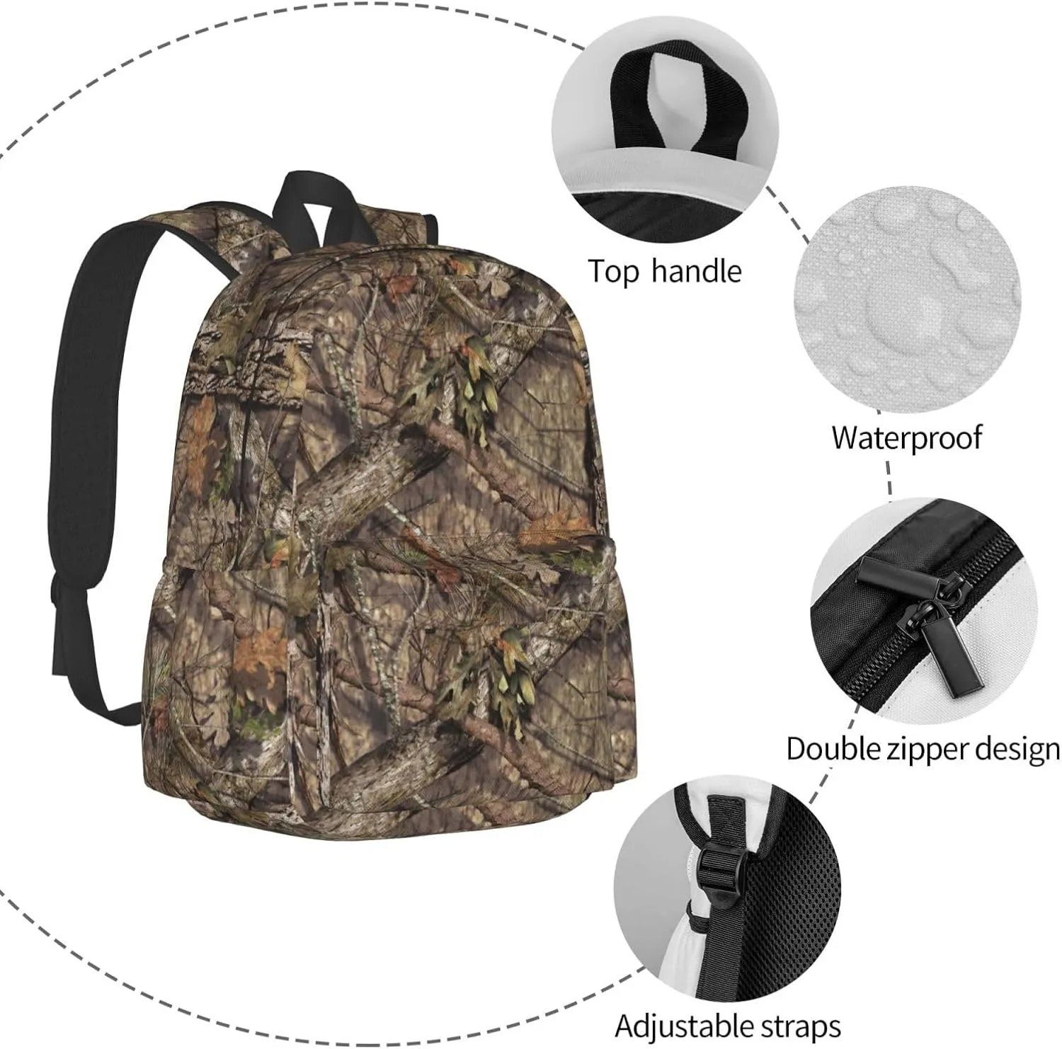 Hunting Camo Backpack Laptop Backpack Lightweight Backpacks Casual Daypack For Women Men Travel Hiking