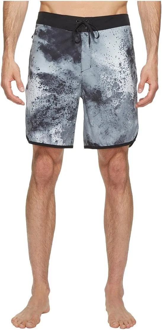 Hurley Mens Phantom Burst 18 Boardshorts Black Swimsuit Bottoms