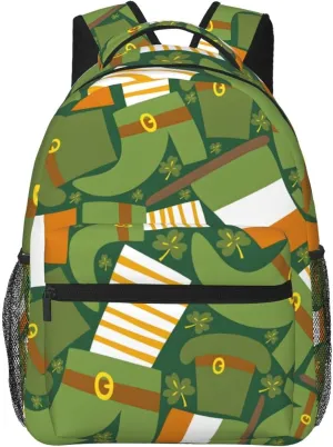 Irish Flag Travel Laptop Backpack Women Lightweight Backpack Adjustable College Backpack Fits 15.6 Inch Laptop Waterproof Travel Backpack for Men, Work, Travel, Women