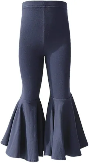 IWEMEK Toddler Baby Girls Ruffle Leggings Bell Bottom Flare Pants Cotton Long High Waist Solid Stretch Yoga Trousers Outfits