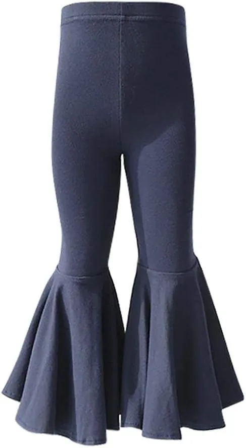 IWEMEK Toddler Baby Girls Ruffle Leggings Bell Bottom Flare Pants Cotton Long High Waist Solid Stretch Yoga Trousers Outfits