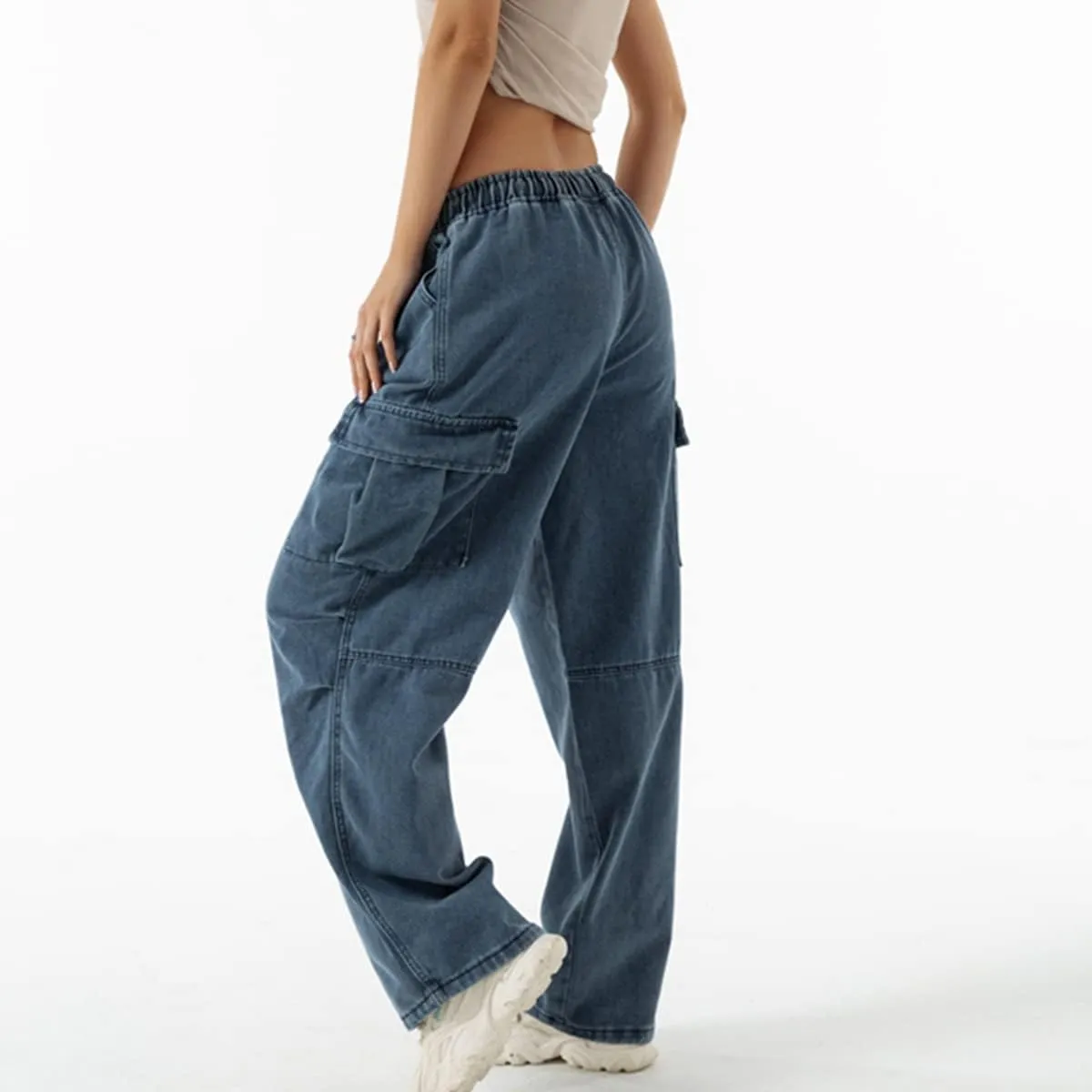 Jeans for Women Baggy Cargo Pants High Waisted Wide Leg Loose Vintage Y2k Straight Casual Drawstring Boyfriend