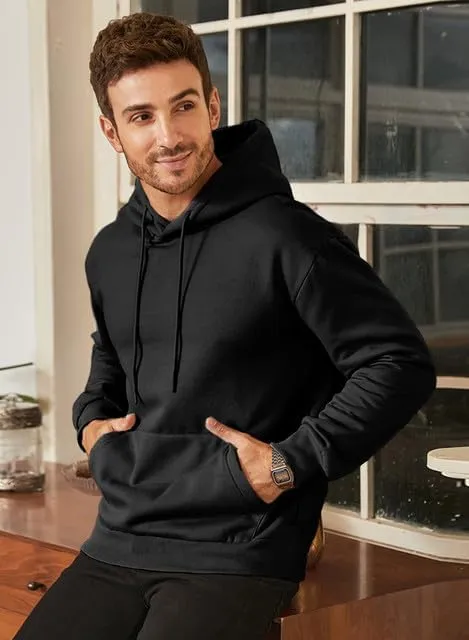 JMIERR Mens Casual Cotton Hooded Collar Drawstring Hoodies Pullover Sweatshirts Casual Long Sleeve Shirts