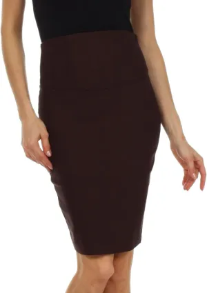 Knee Length High Waist Stretch Pencil Skirt