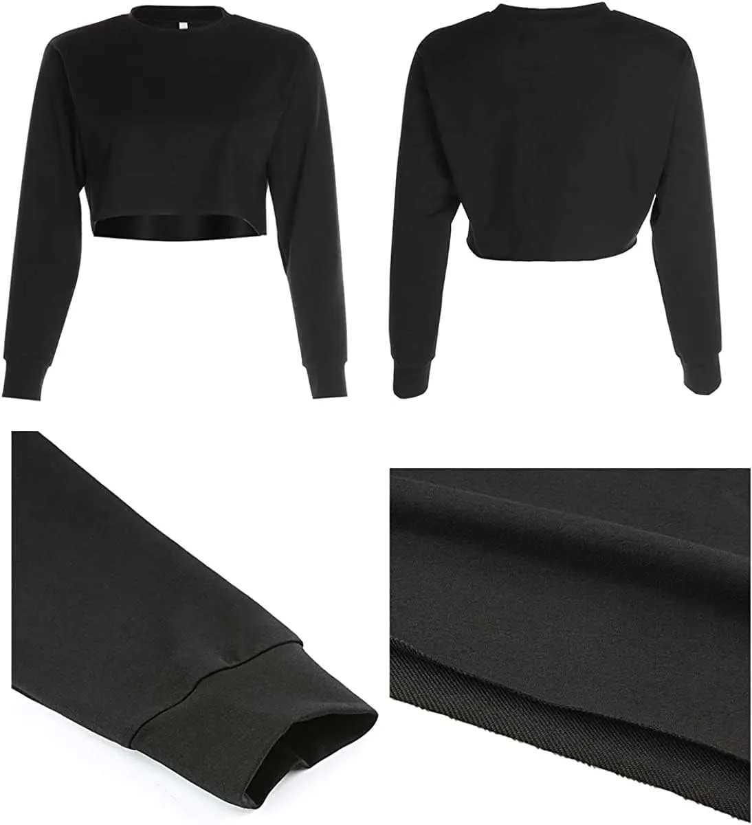 Kyerivs Casual Crop Sweatshirt for Women Crewneck Cropped Shirts Workout Long Sleeve Crop Tops
