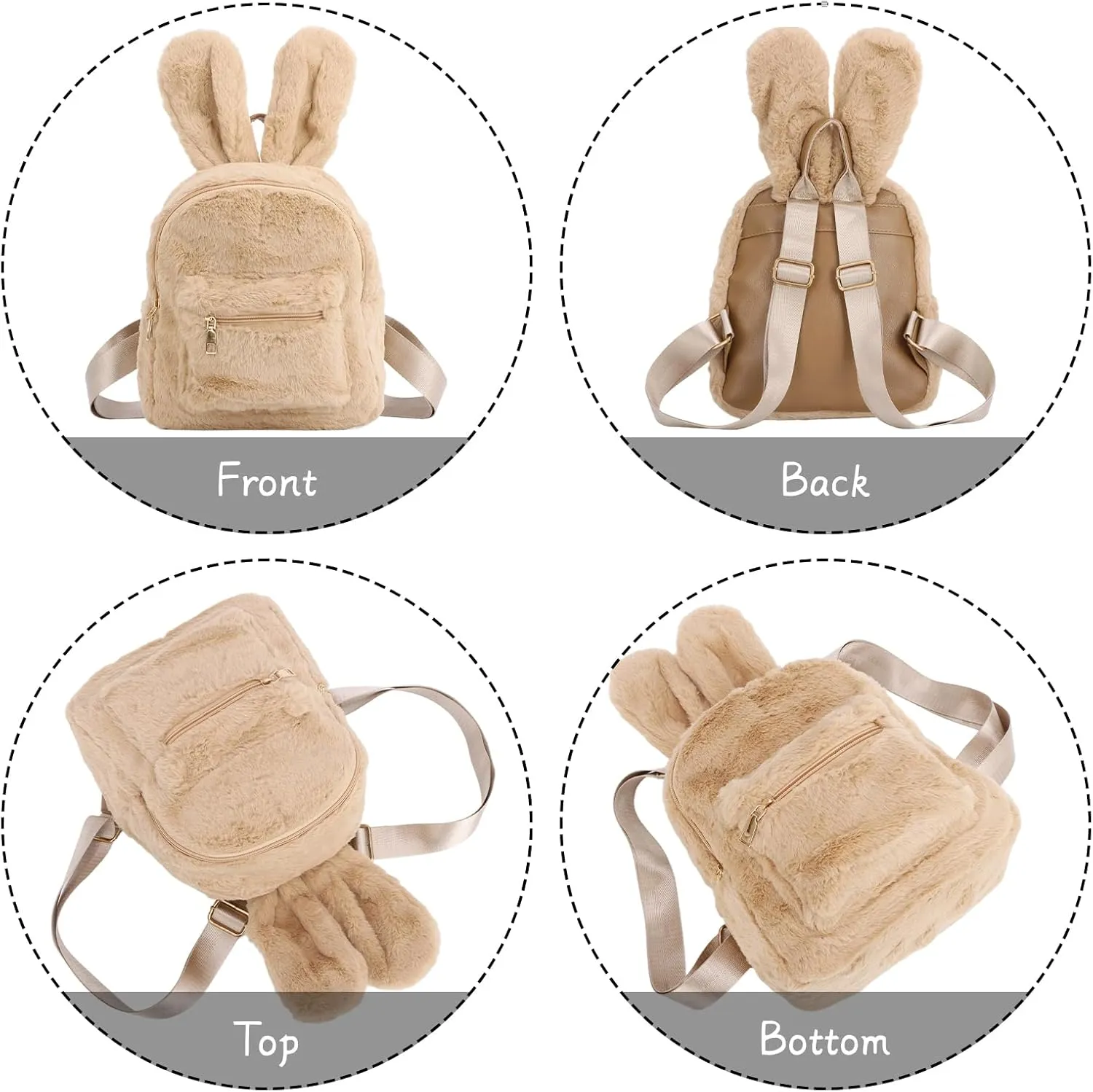 Lanpet Cute Bunny Backpacks for Women Rabbit Ears Backpack Fluffy Shoulder Bag Satchel