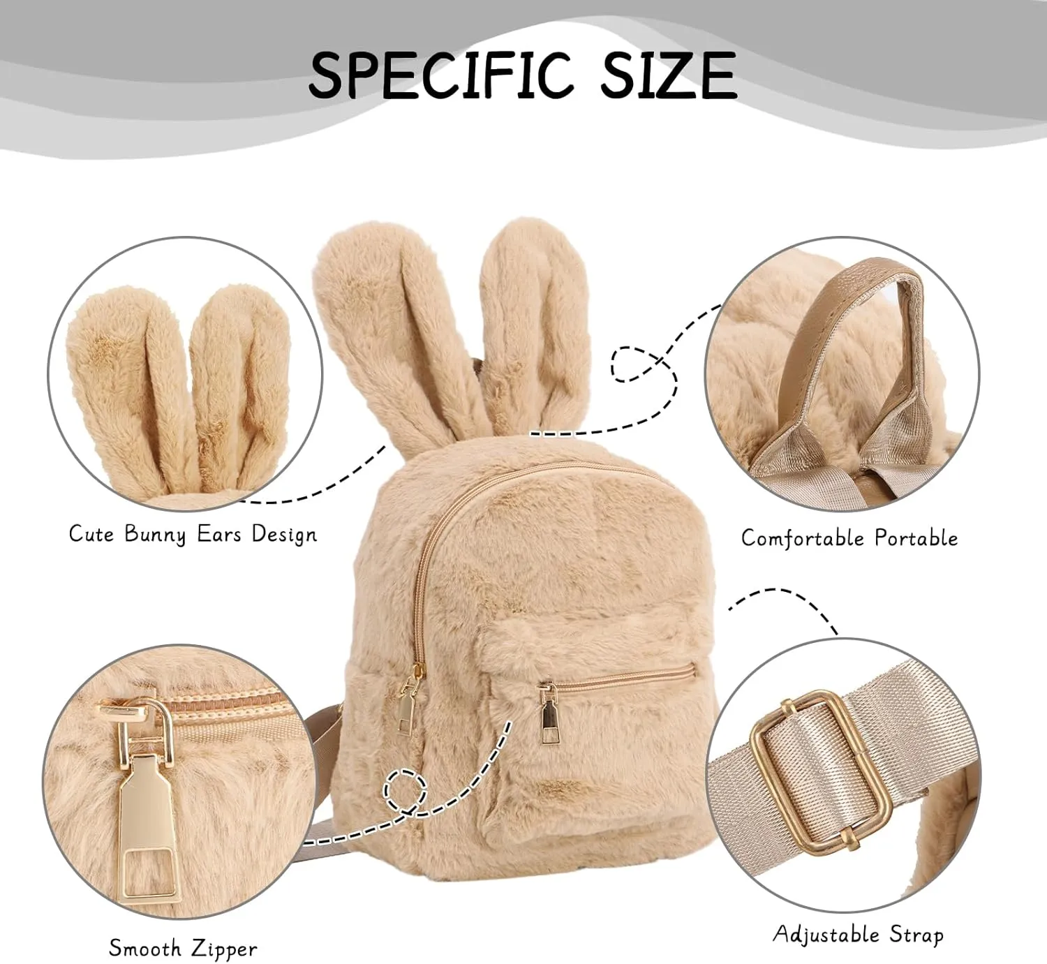 Lanpet Cute Bunny Backpacks for Women Rabbit Ears Backpack Fluffy Shoulder Bag Satchel