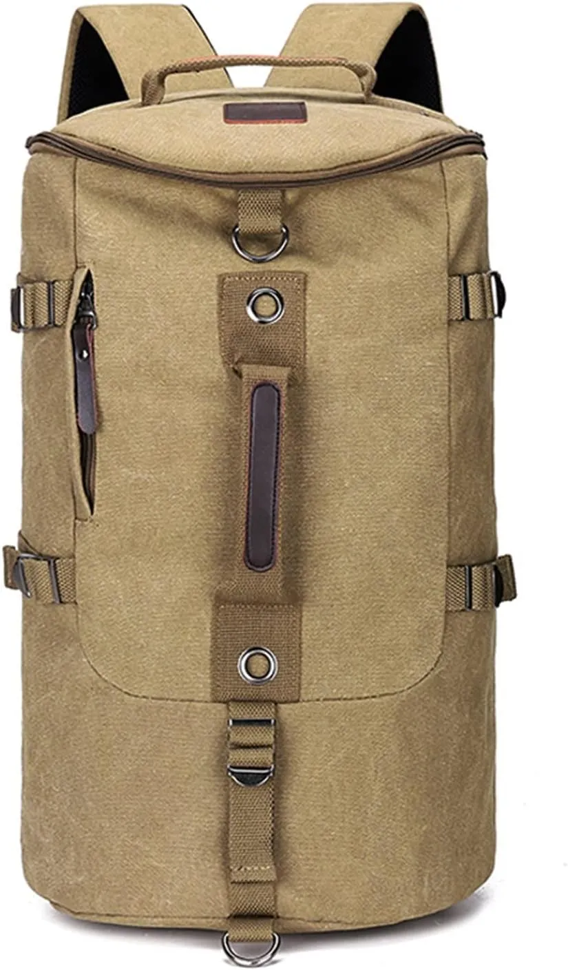 Large Capacity Backpack for Men Travel Bag Male Canvas Bucket Shoulder Bags for Men Outdoor Backpack(G)