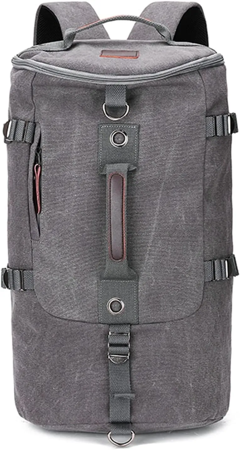 Large Capacity Backpack for Men Travel Bag Male Canvas Bucket Shoulder Bags for Men Outdoor Backpack(G)