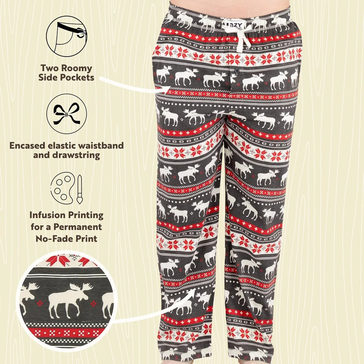 Lazy One Animal Pajama Pants for Men, Men's Separate Bottoms, Lounge Pants