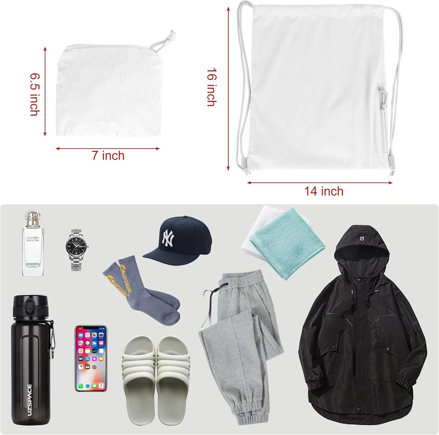 Lily queen Drawstring Backpack Sports Gym Bag Foldable Water Resistant Swim Bag for Women Men (White)