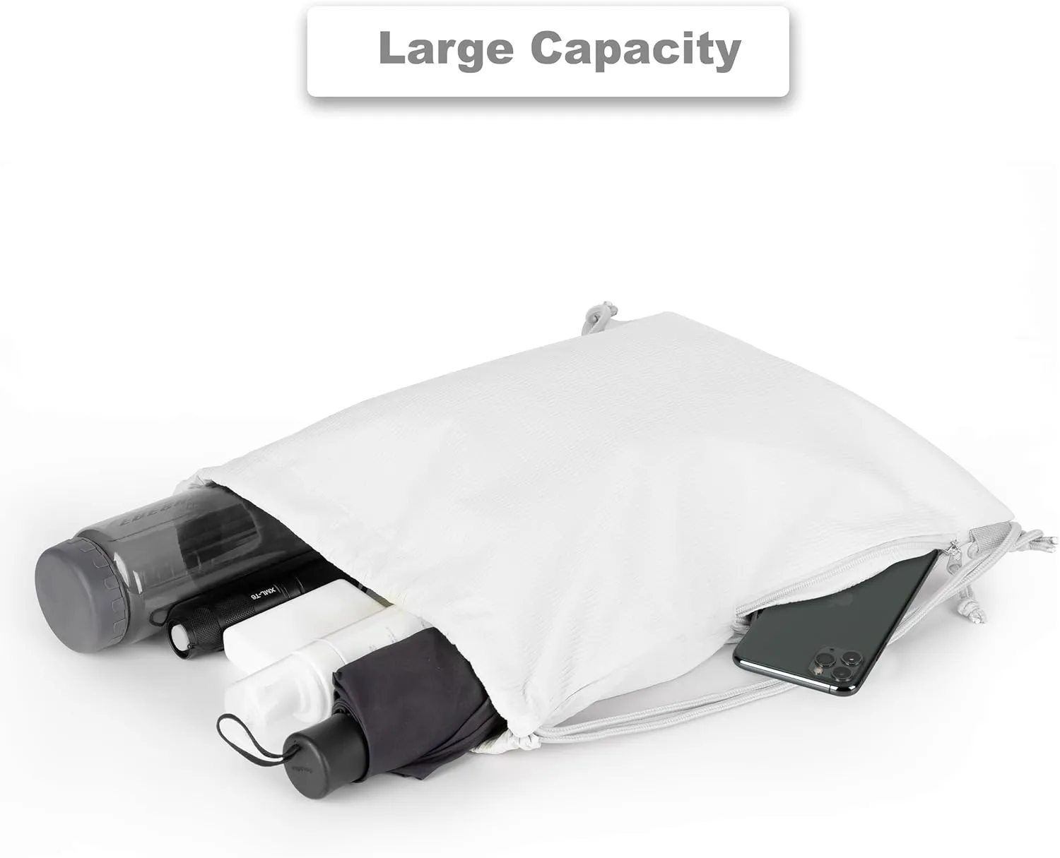 Lily queen Drawstring Backpack Sports Gym Bag Foldable Water Resistant Swim Bag for Women Men (White)