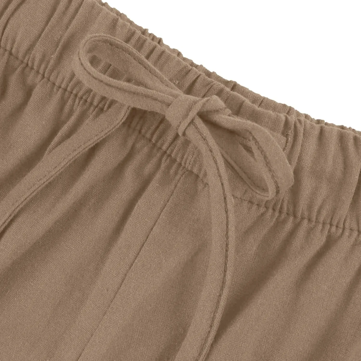 Linen Pants Women Drawstring High Waist Wide Leg Pants Long Palazzo Gauze Pant with Pockets Beach Travel Vacation Outfits