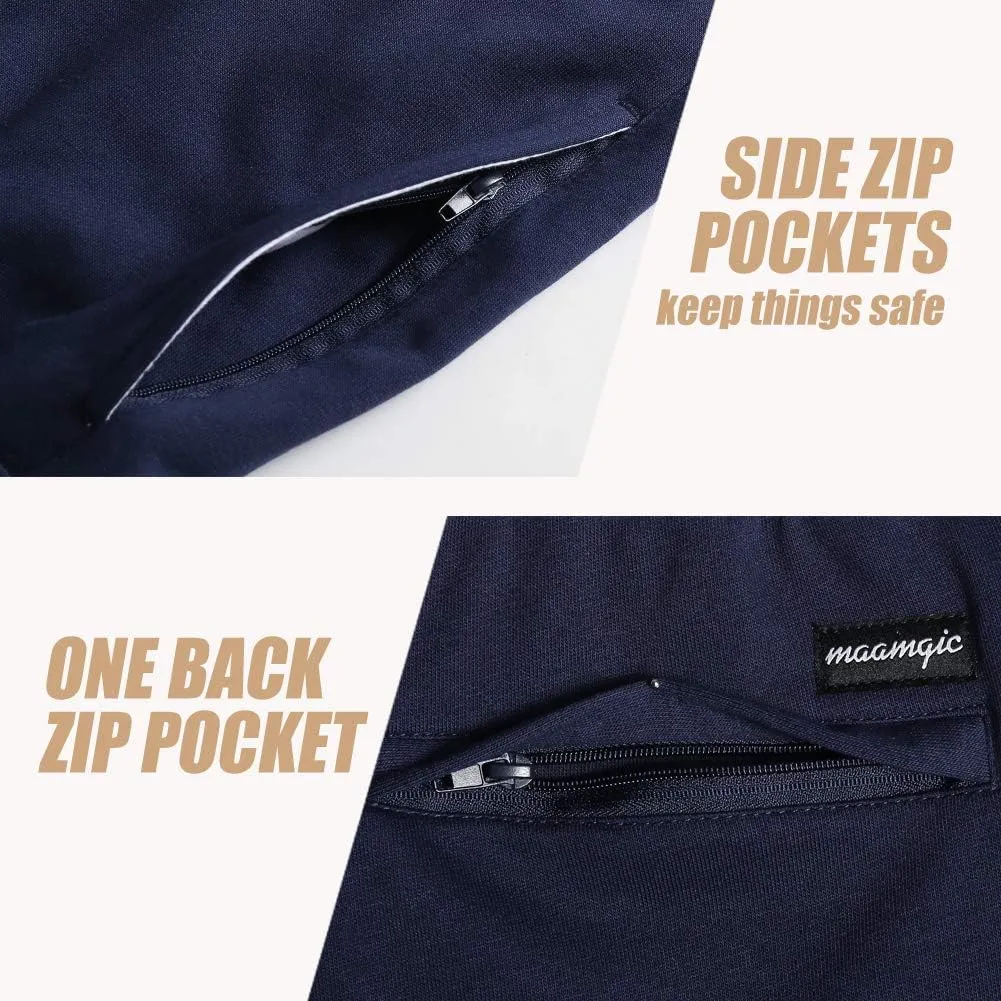 maamgic Mens Athletic Gym Shorts 5.5" Elastic Waist Casual Pajama Pocket Jogger Men Workout Short Pants
