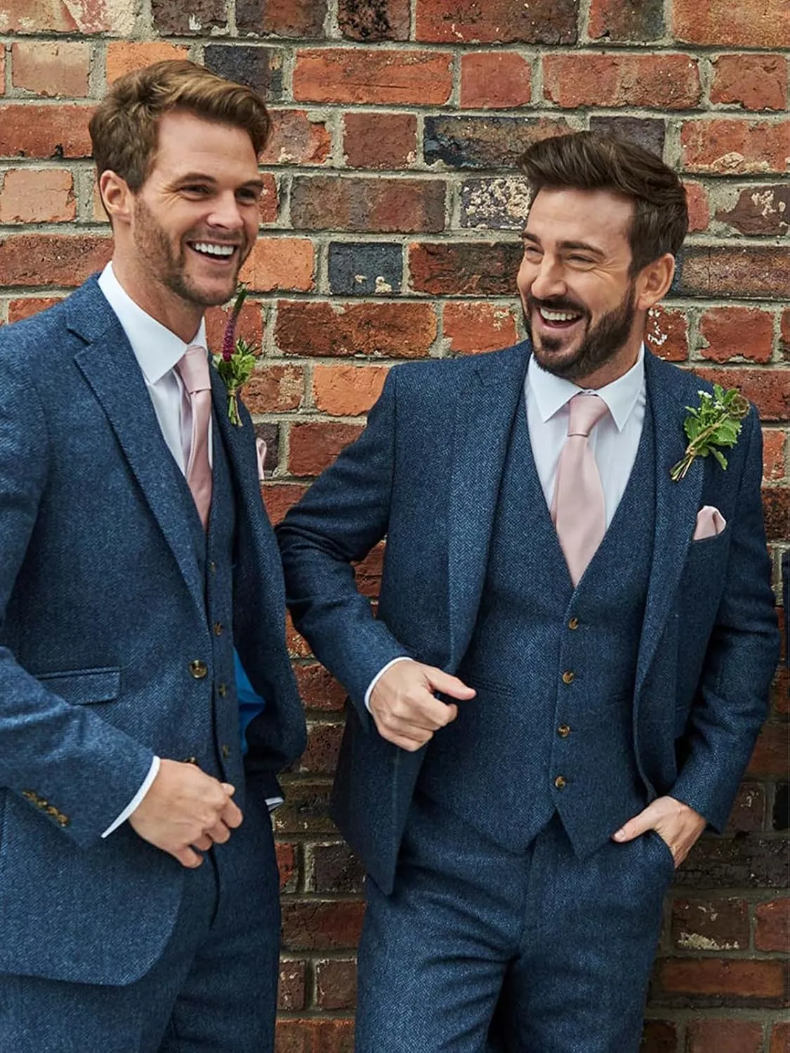 Men's 3 Pieces Suit Retro Slim Fit Suit Tweed Herringbone Business Suit Wedding Party Tuxedos with Blazer Vest Pants