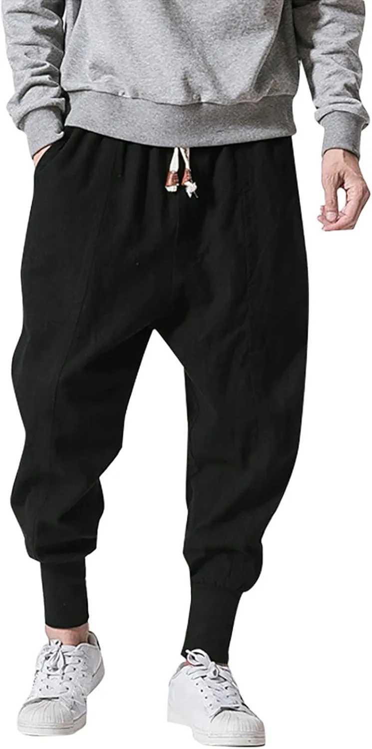 Mens Fashion Casual Pants Harlan Pants Wide Leg Trousers with Pockers Solid Color Long Pants Hiking Outdoor Joggers