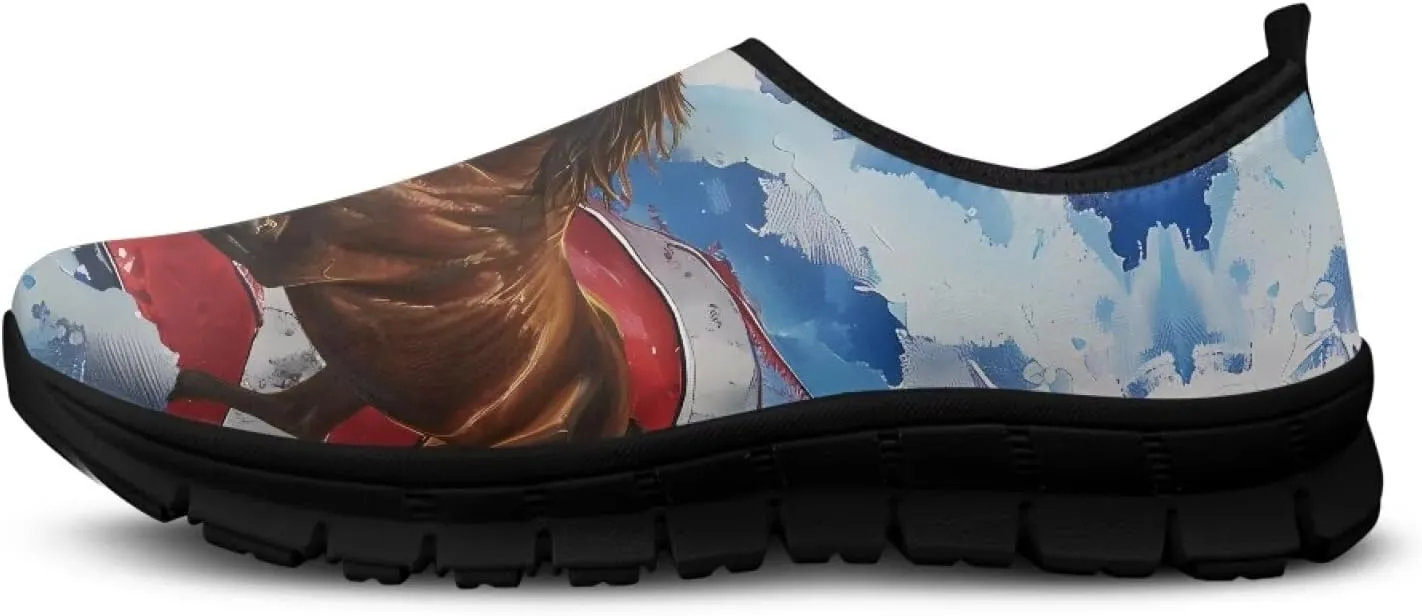 Men's Fashion Sneakers Slip On Walking Loafers Travel ShoesBlack Sole
