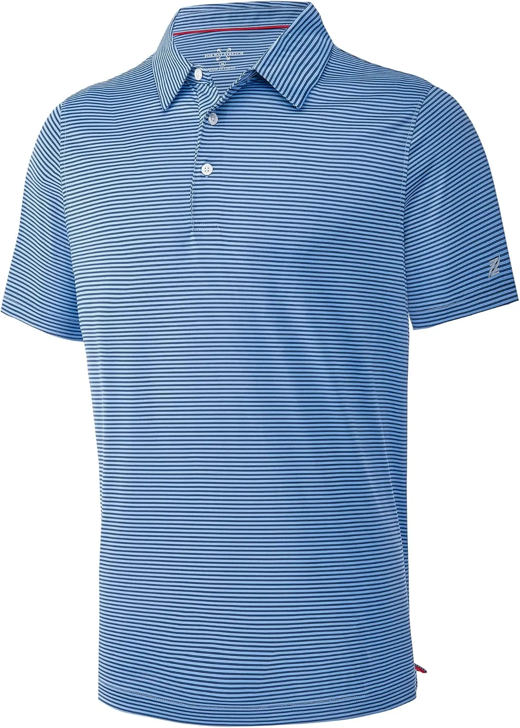 Mens Golf Polo Shirt Moisture Wicking Dry Fit Performance Athletic Short Sleeve Striped Golf Shirts for Men